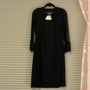 Jolibel petite Black Sheer Sleeve Sequin Cocktail Dress